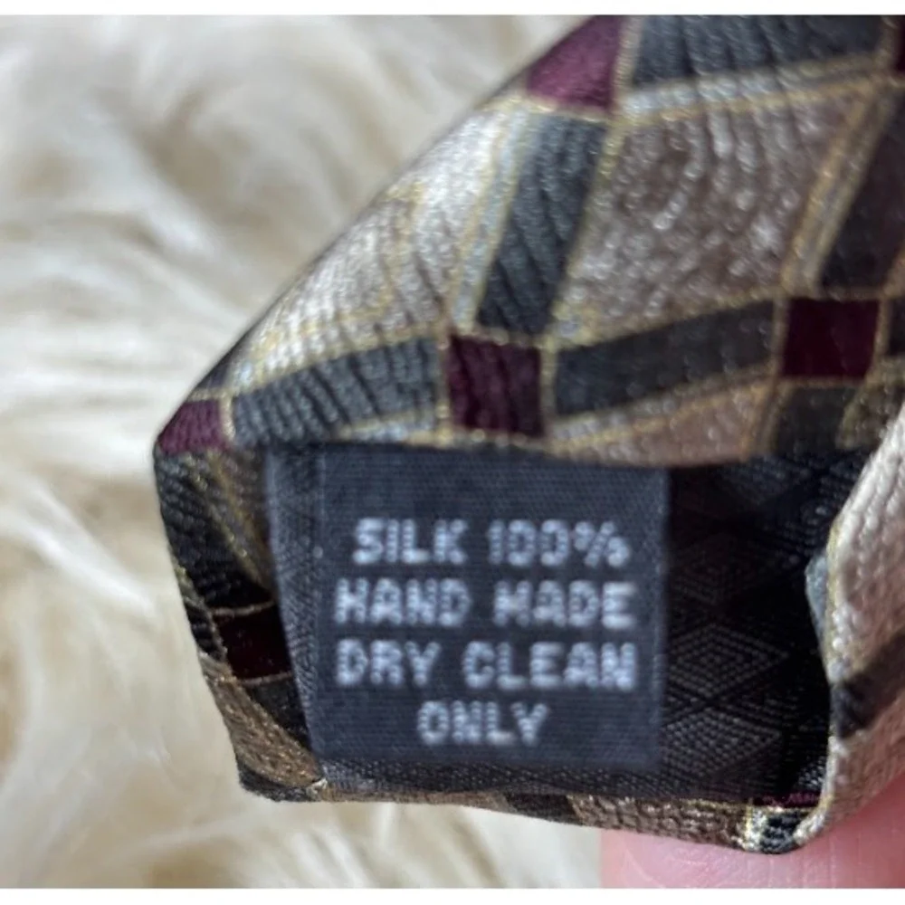 Bocara Silk Tie Mens Gray Red Gold Geometric Satin Necktie Classic Handmade